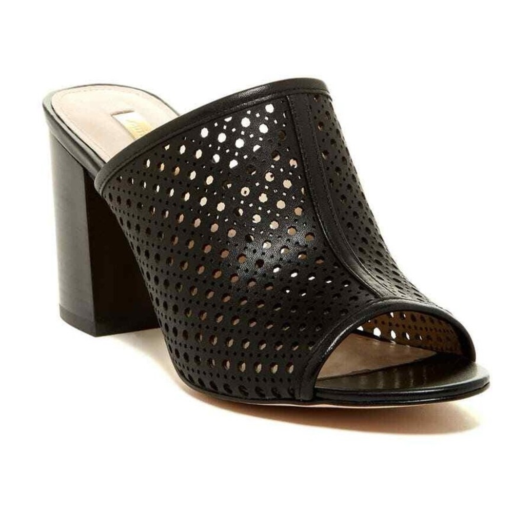 Louise et Cie Valora Laser cut mule block sandal, New in Box, black, size 9
